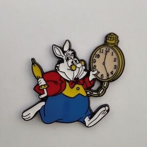 2/$10 Alice In Wonderland White Rabbit Enamel Pin Style 2